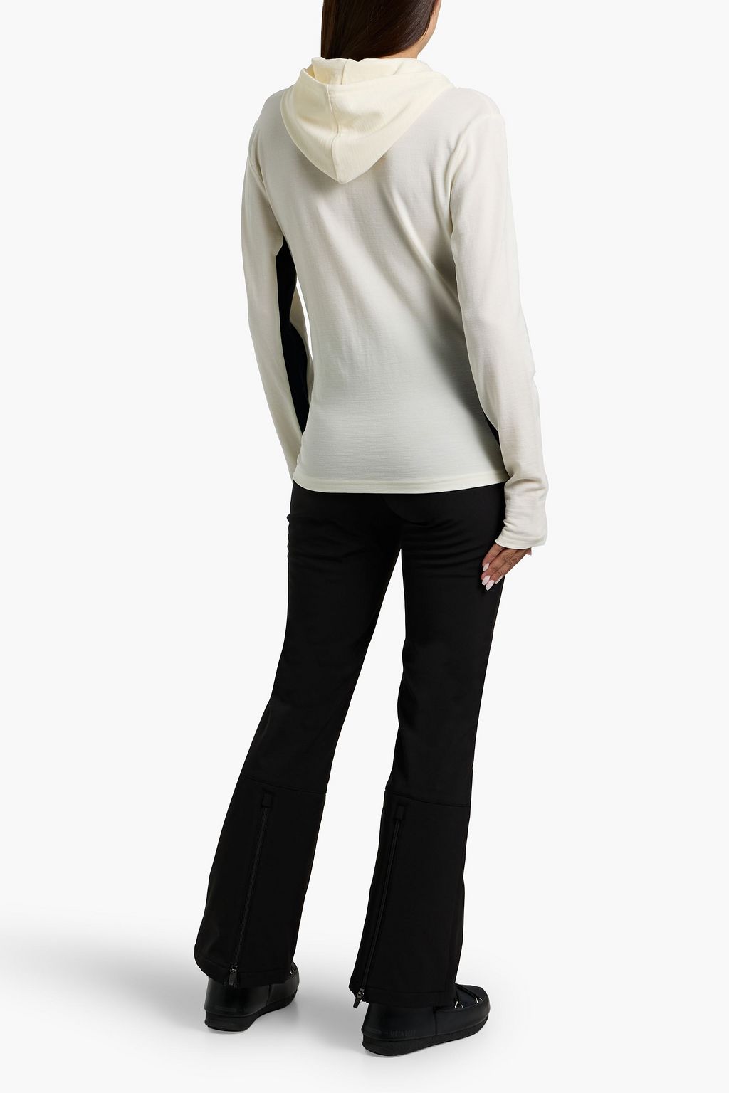 WE NORWEGIANS Striped wool-blend piqué hooded zip-up base layer