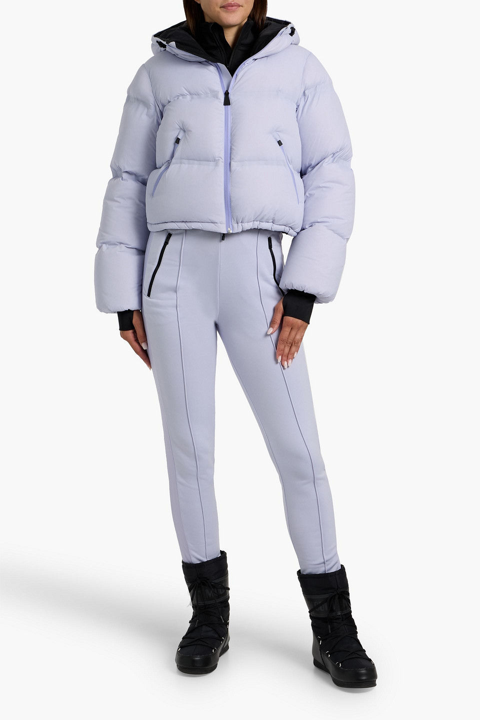 Aztech Mountain Minnie Nuke Cropped Quilted Down Ski Jacket In Gray