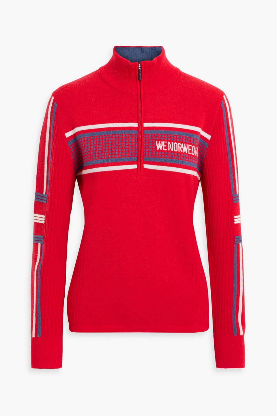 We Norwegians Stryn Jacquard-knit Merino Wool-blend Half-zip Sweater In Red