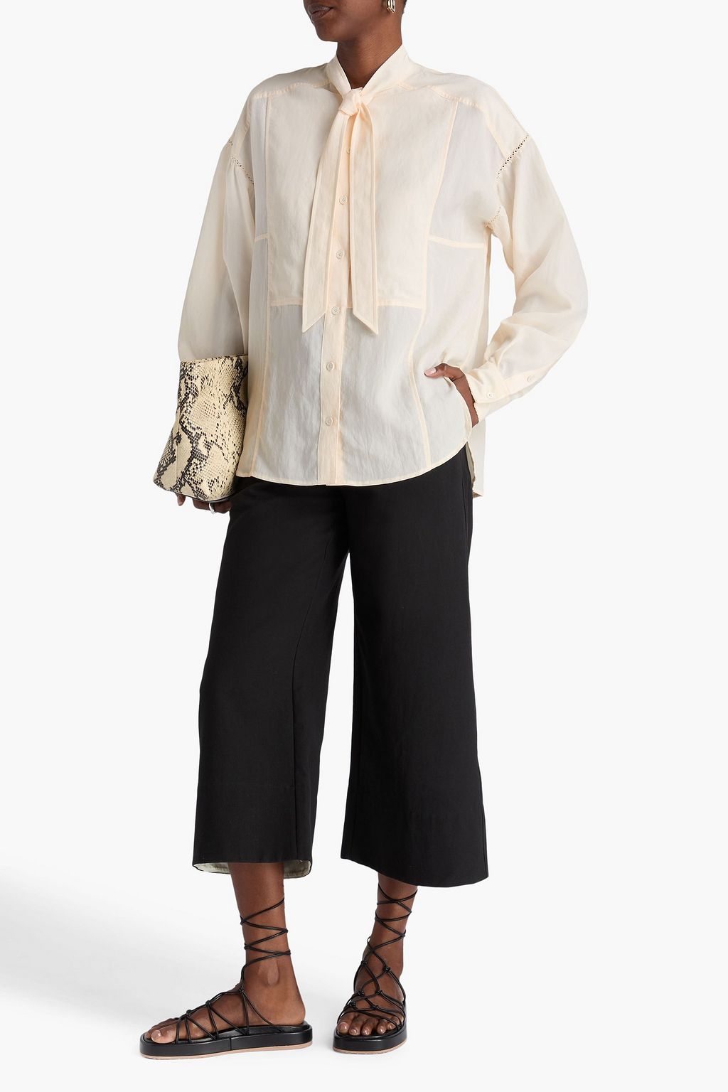 3.1 PHILLIP LIM بلوزة من مزيج اللايوسيل مزينة بربطة بشكل فراشة