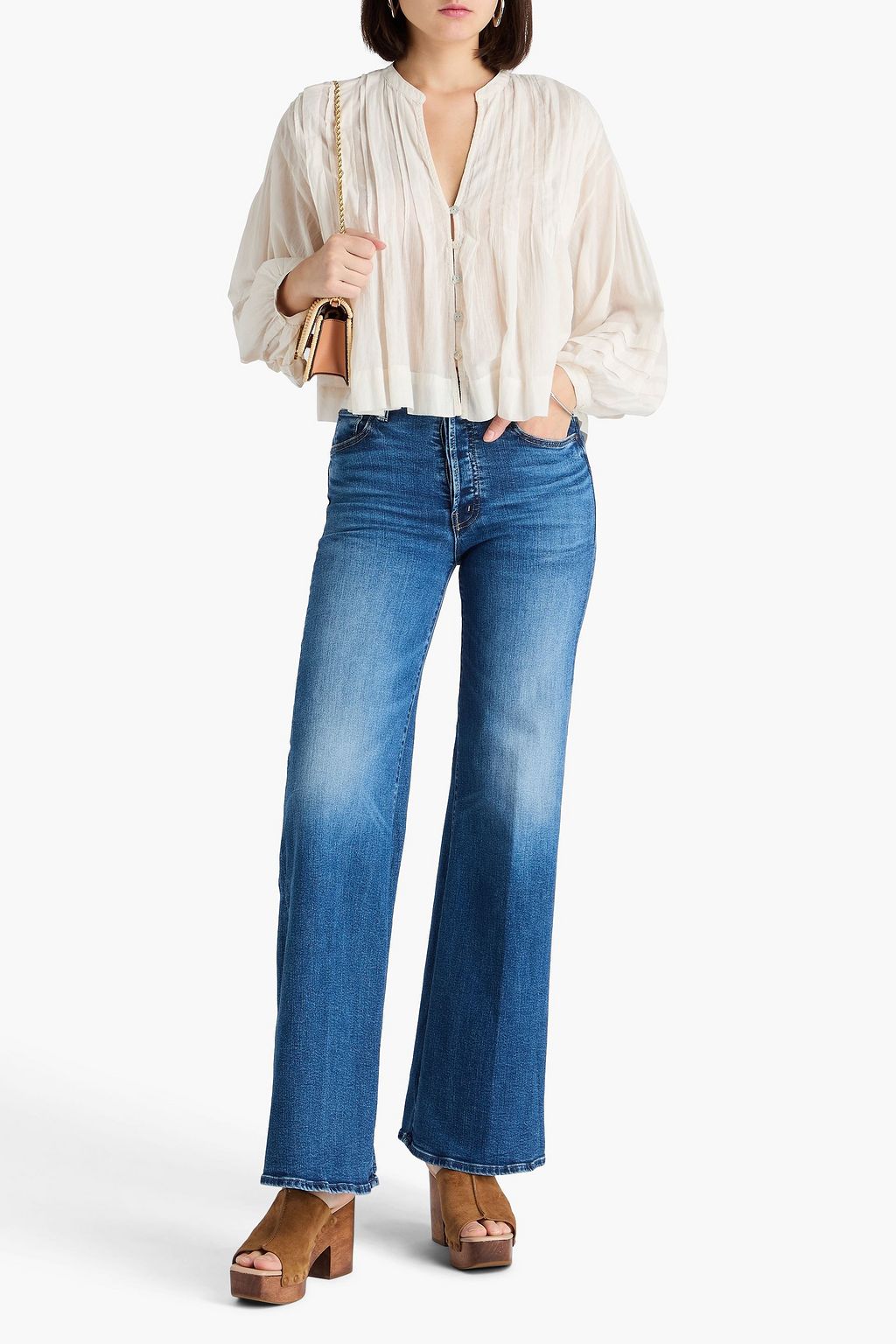 MOTHER The Tomcat faded high-rise wide-leg jeans