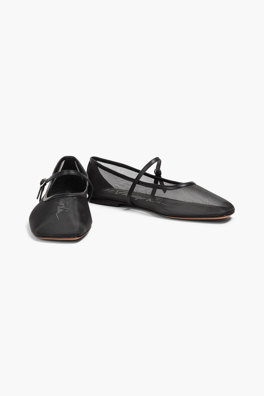 3.1 PHILLIP LIM ID leather-trimmed mesh Mary Jane flats