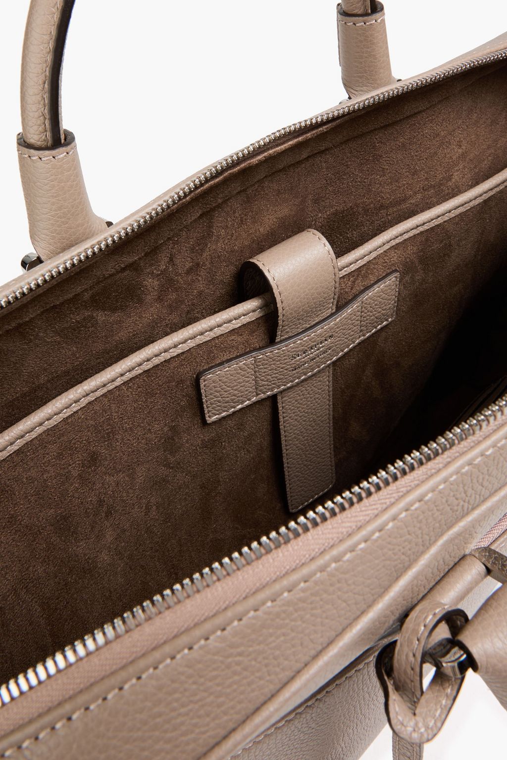 SERAPIAN Pebbled-leather briefcase
