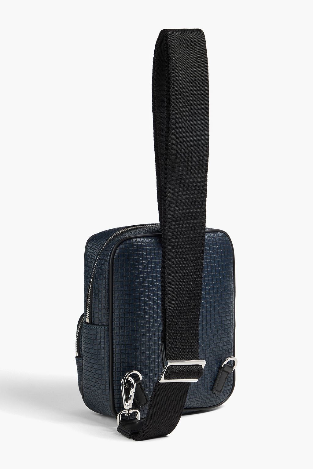 SERAPIAN حقيبة ظهر من الكنفا المطلي بحواف من الجلد بتصميم منقوش