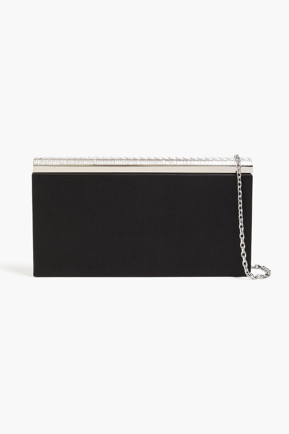 Judith Leiber Grace Crystal-embellished Satin Box Clutch In Black