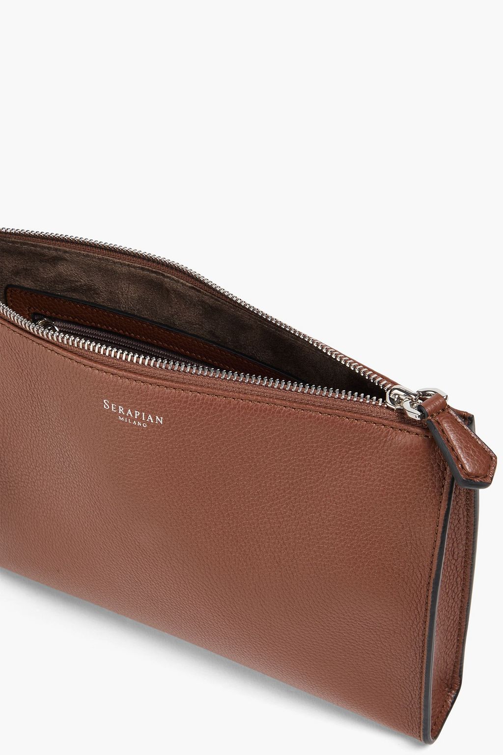 SERAPIAN Pebbled-leather pouch
