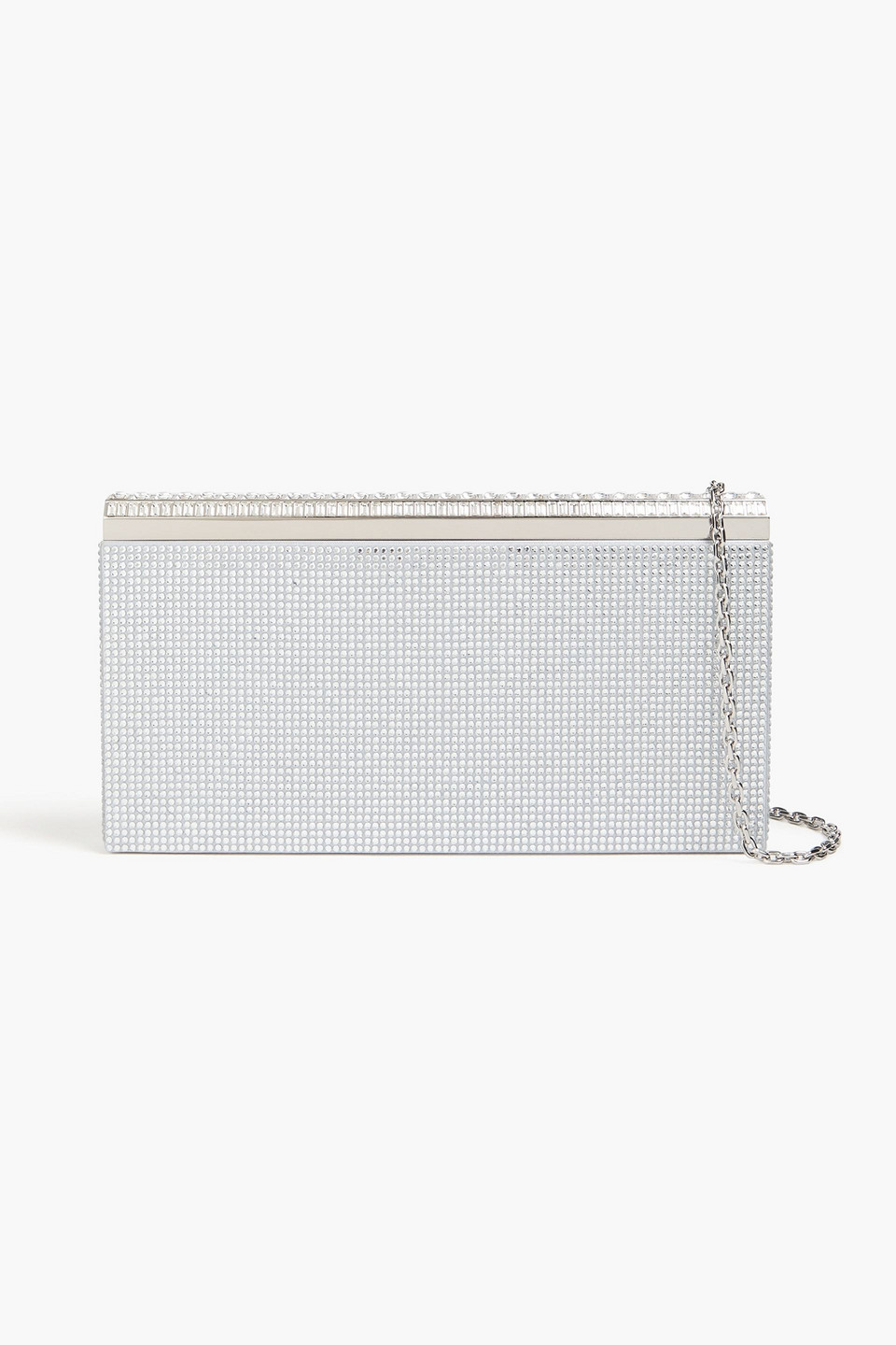 Judith Leiber Grace Crystal-embellished Satin Box Clutch In Silver