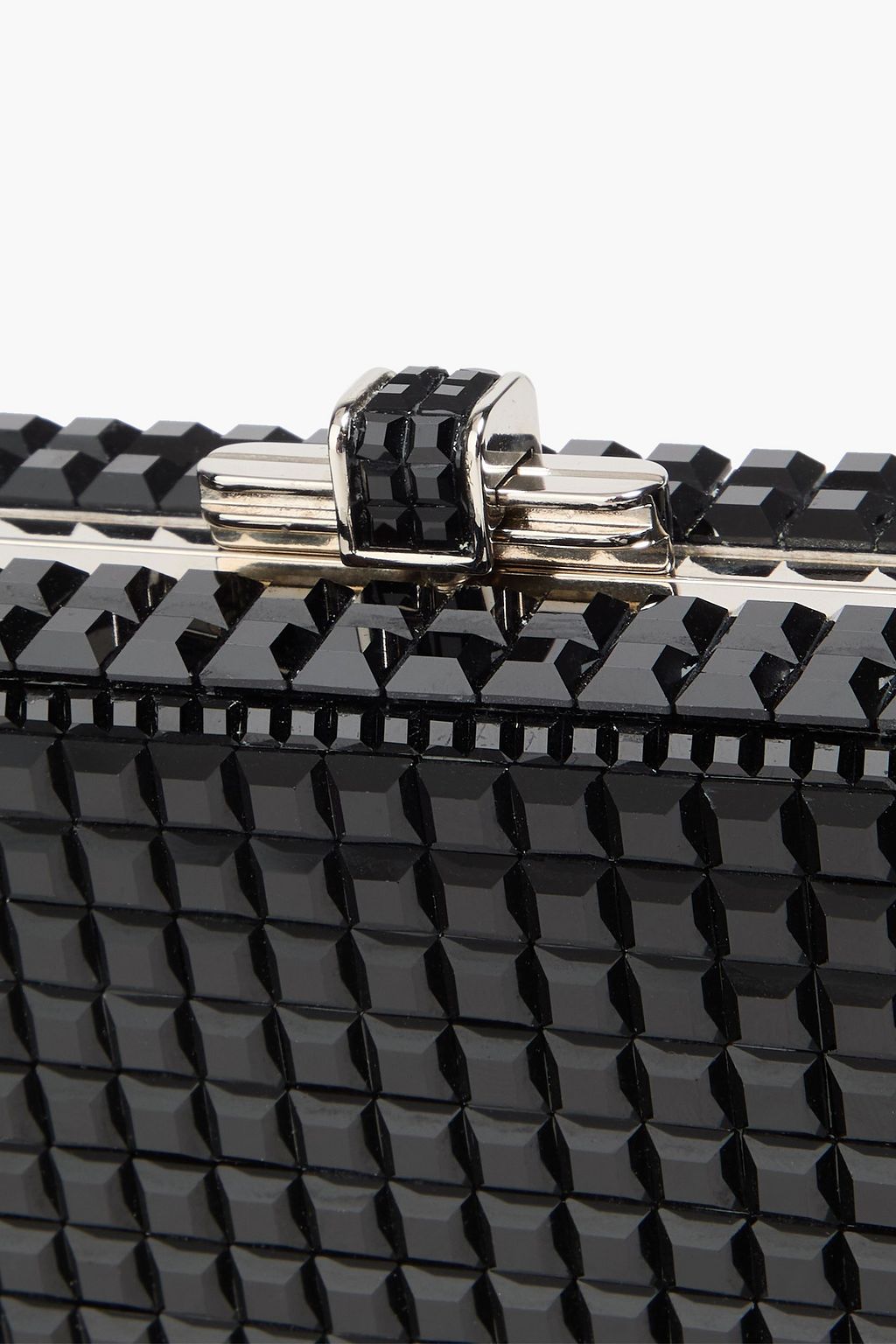 JUDITH LEIBER COUTURE Sleek Rectangle crystal-embellished silver-tone clutch