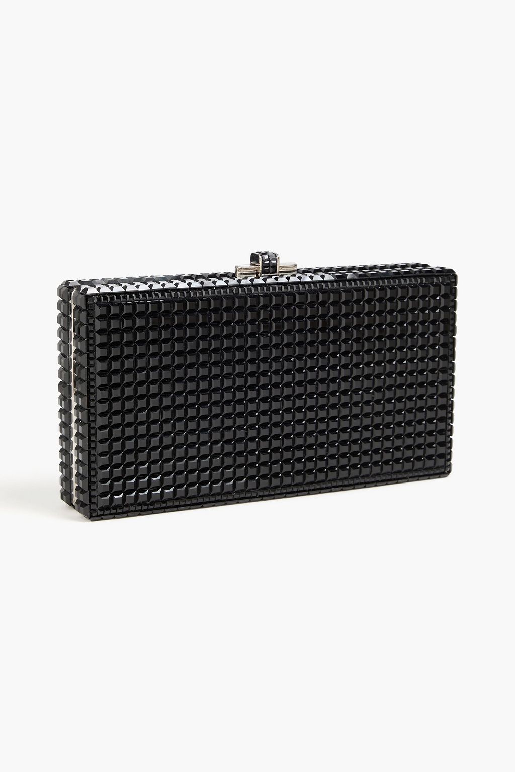 JUDITH LEIBER COUTURE Sleek Rectangle crystal-embellished silver-tone clutch