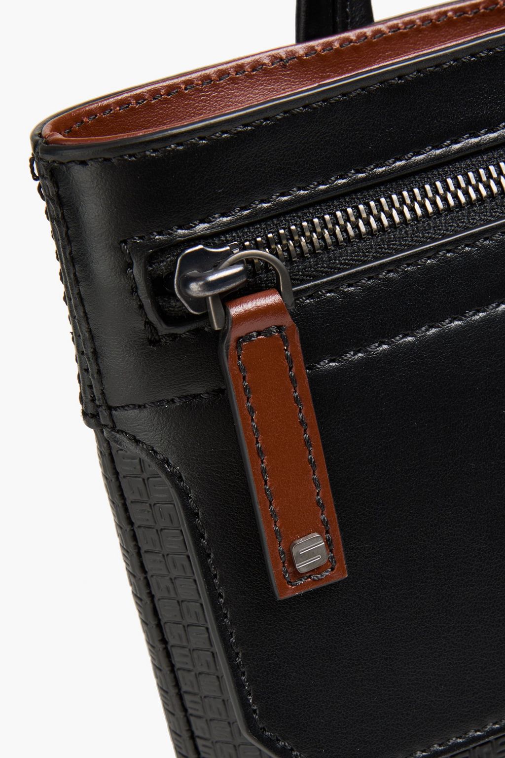 SERAPIAN Embossed coated-canvas and leather messenger bag