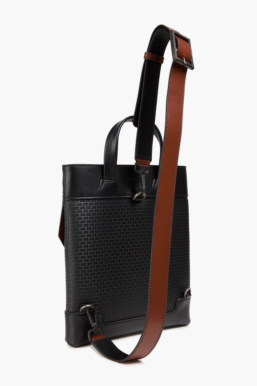 SERAPIAN Embossed coated-canvas and leather messenger bag