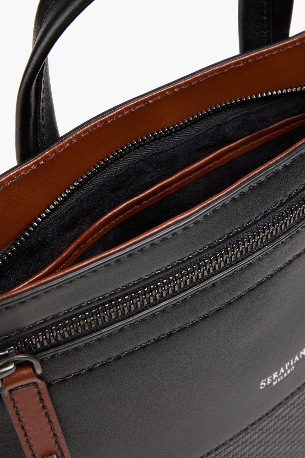 SERAPIAN Embossed coated-canvas and leather messenger bag