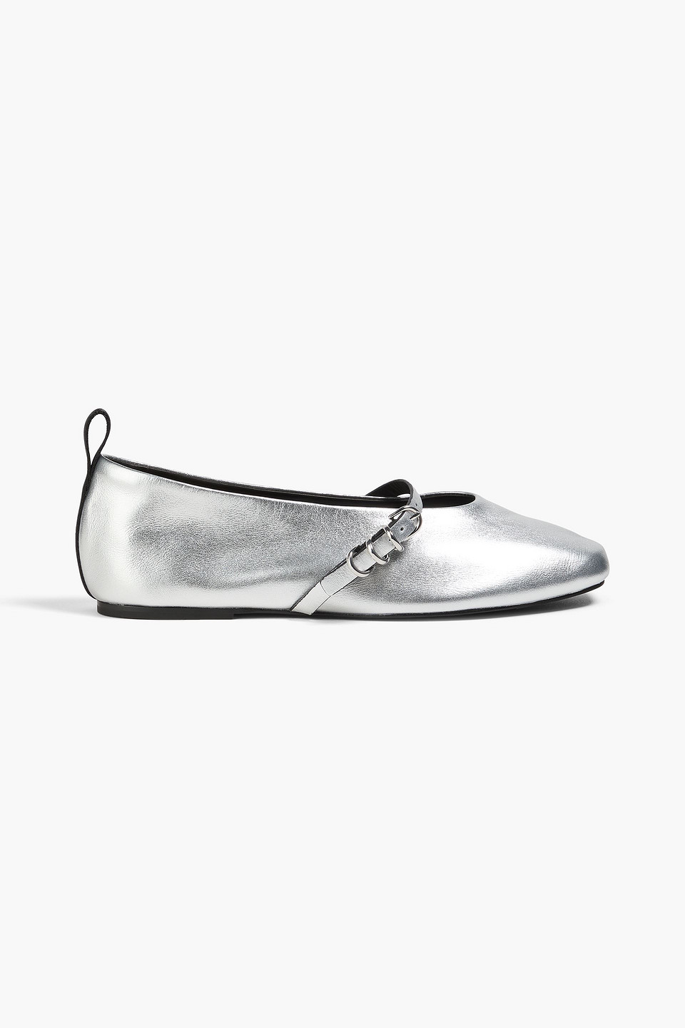 Rag & Bone Spire Eyelet-embellished Metallic Leather Mary Jane Flats In Silver
