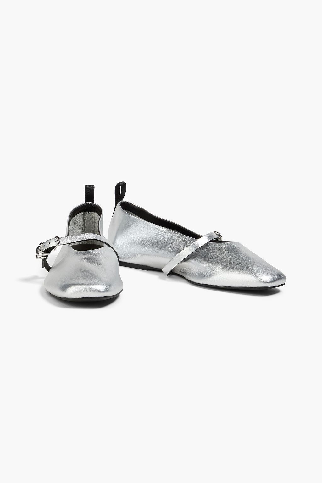RAG & BONE Spire eyelet-embellished metallic leather Mary Jane flats