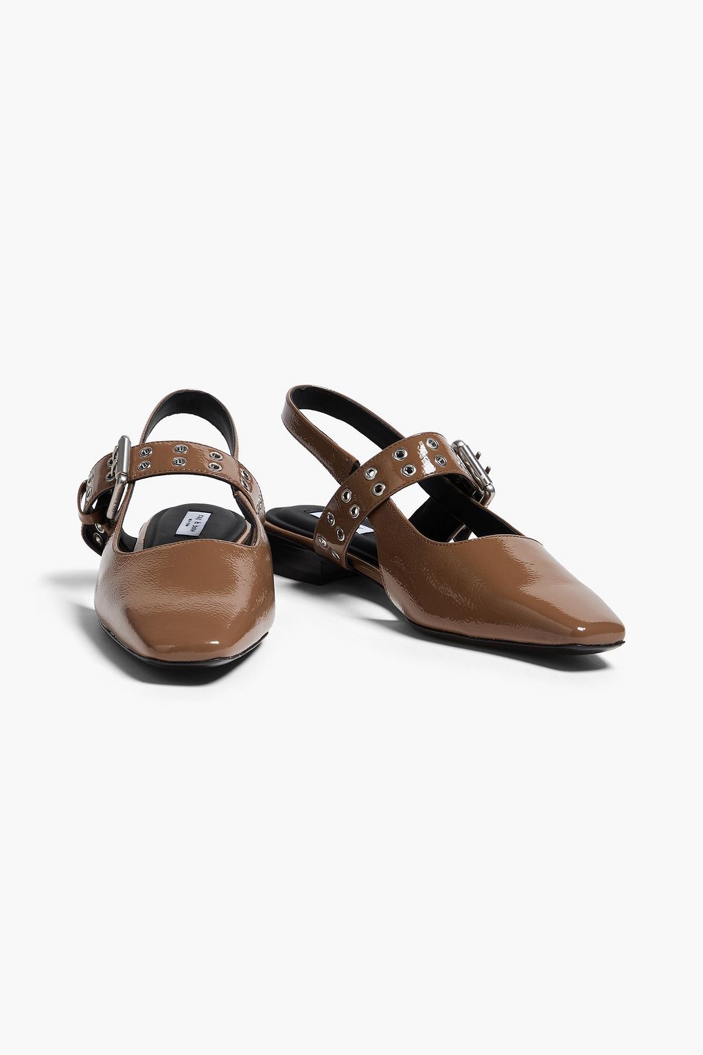 RAG & BONE Astra eyelet-embellished patent-leather slingback flats