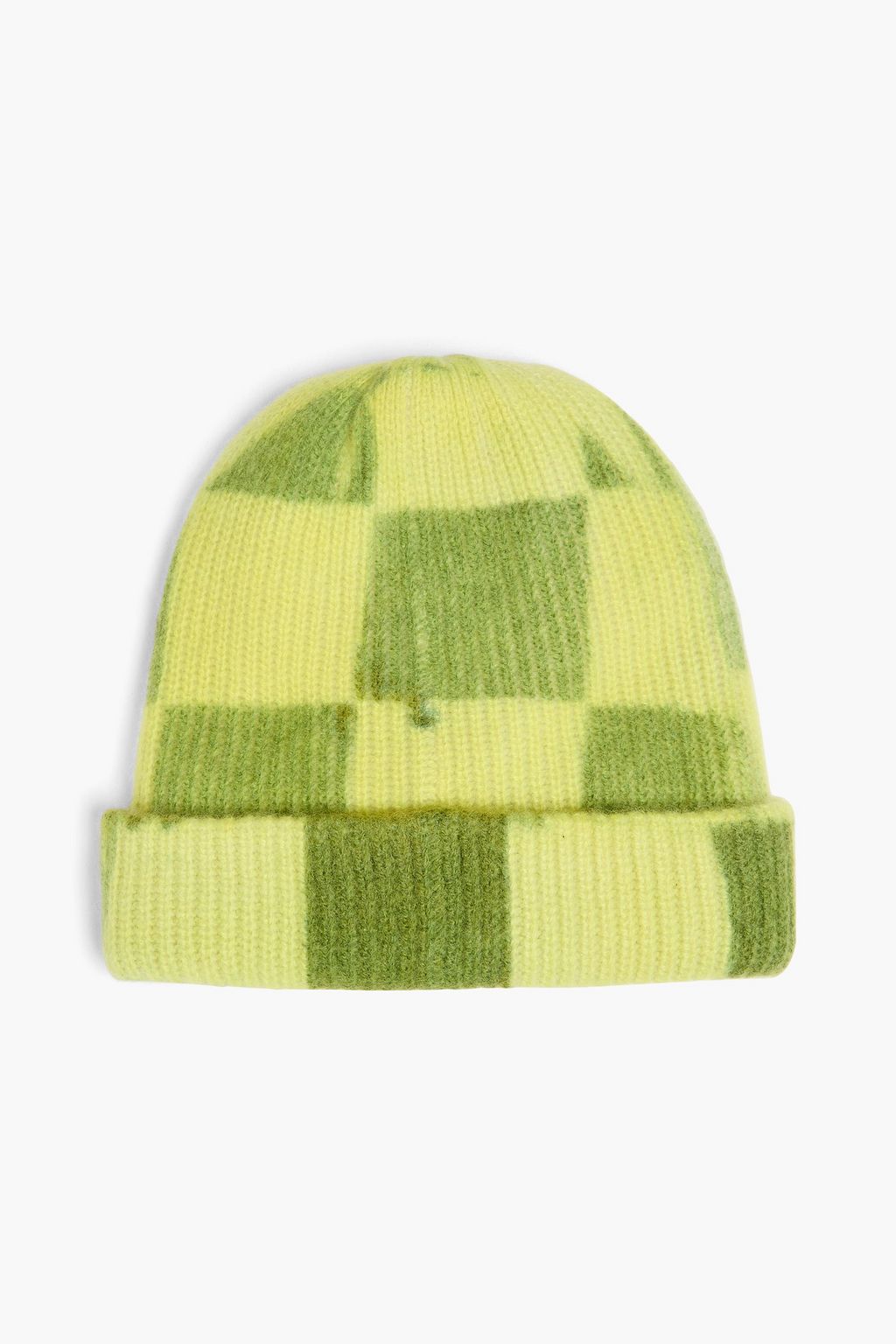 THE ELDER STATESMAN Chess checked ribbed cashmere beanie