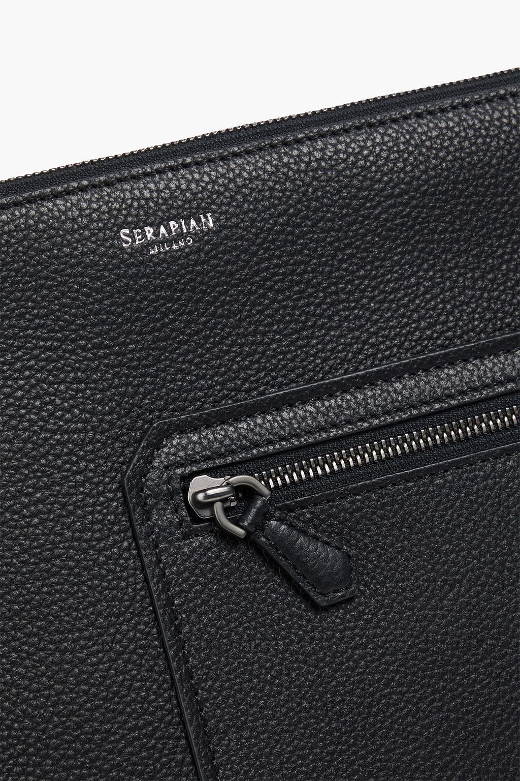 SERAPIAN Pebbled-leather laptop case