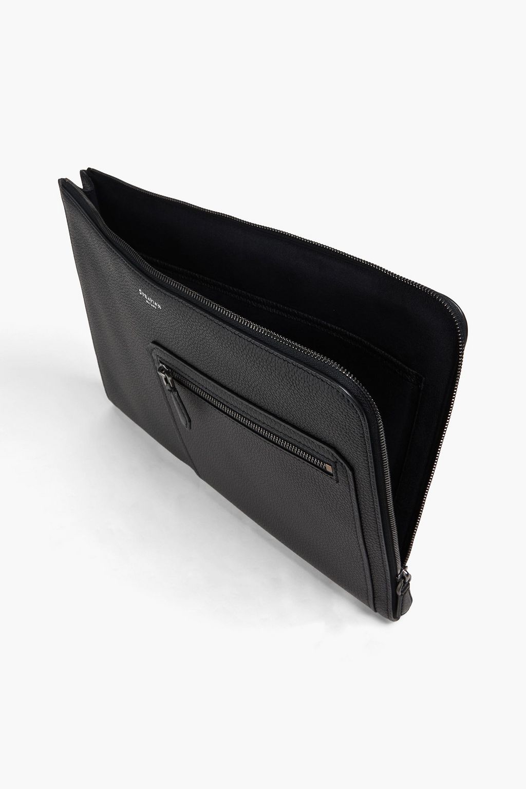 SERAPIAN Pebbled-leather laptop case