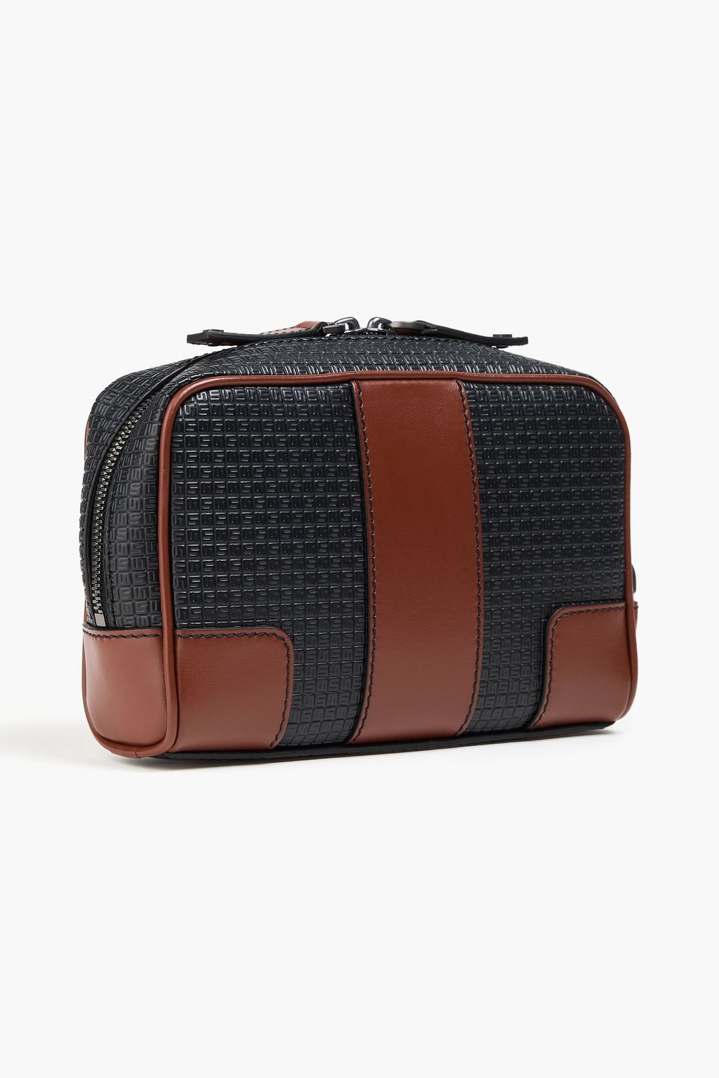 SERAPIAN Leather-trimmed embossed coated canvas pouch