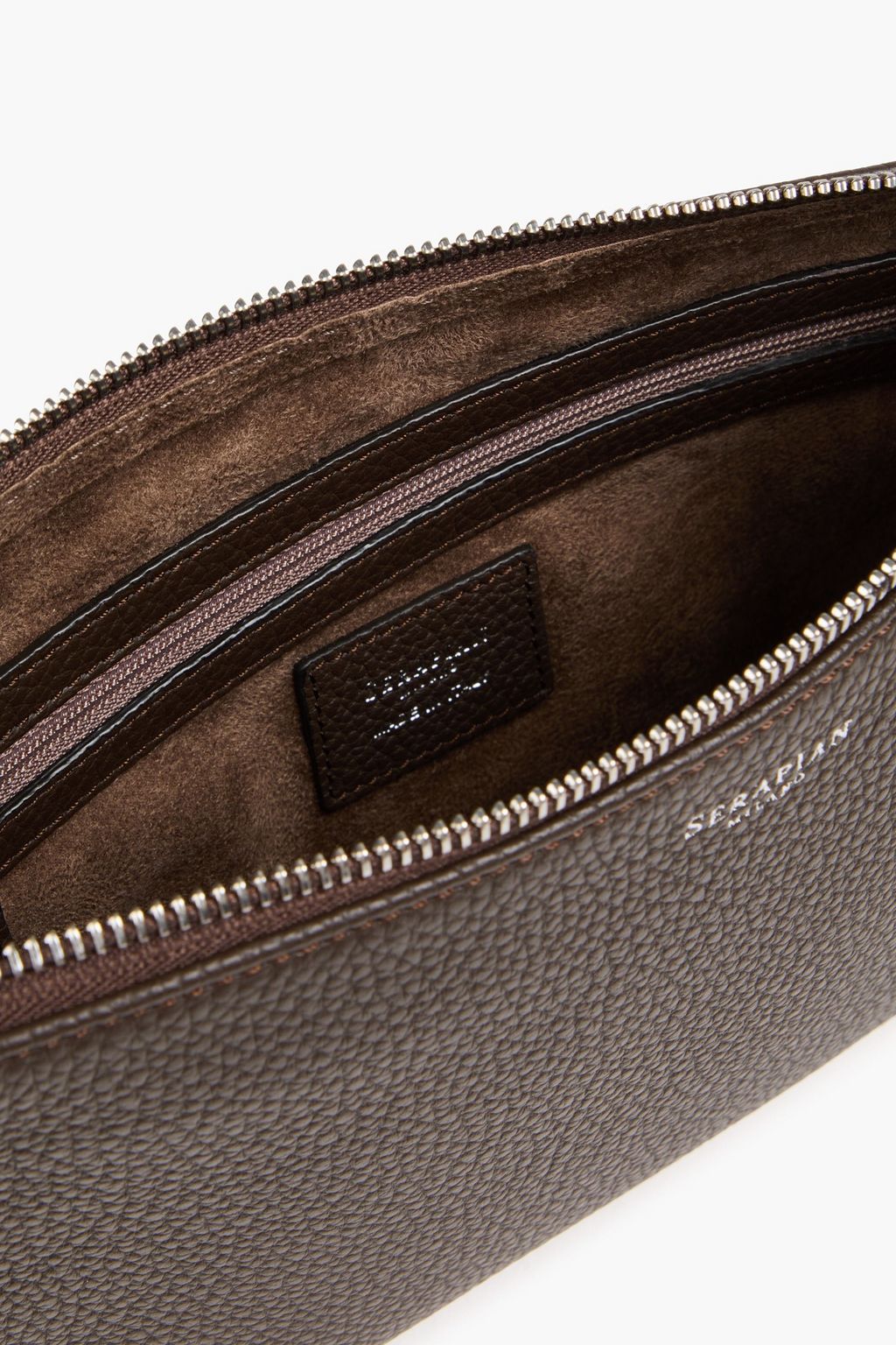 SERAPIAN Pebbled-leather pouch