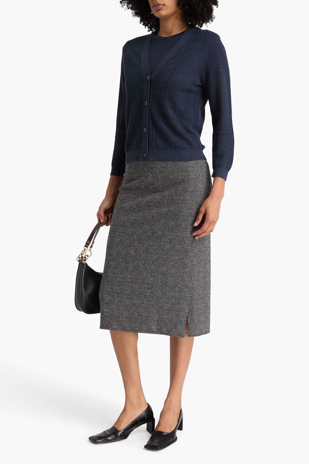THEORY Ribbed linen-blend cardigan