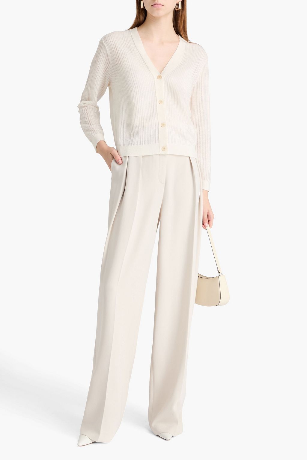 THEORY Ribbed linen-blend cardigan