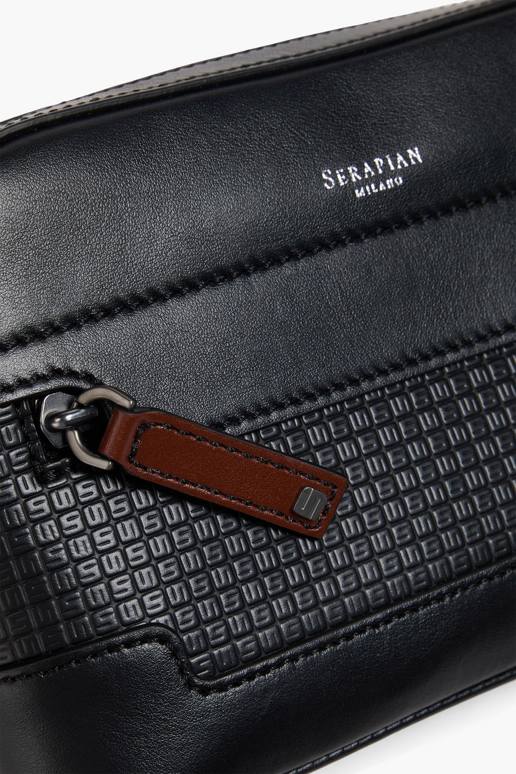 SERAPIAN Leather and textured pouch