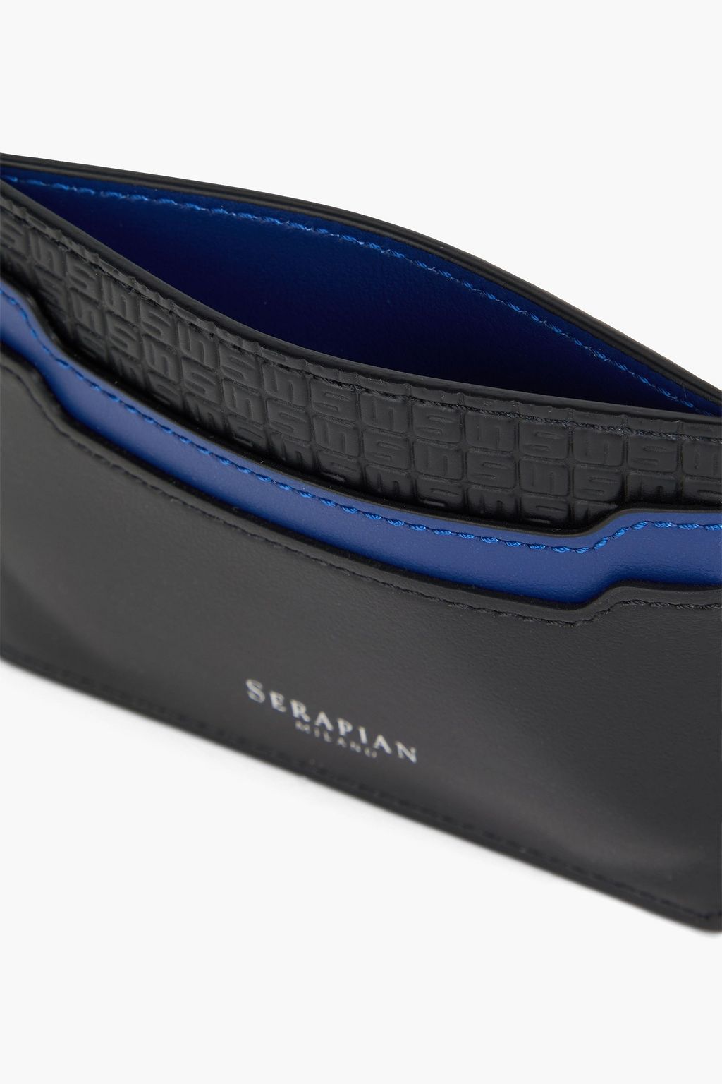 SERAPIAN Stepan 72 embossed coated-canvas and leather cardholder