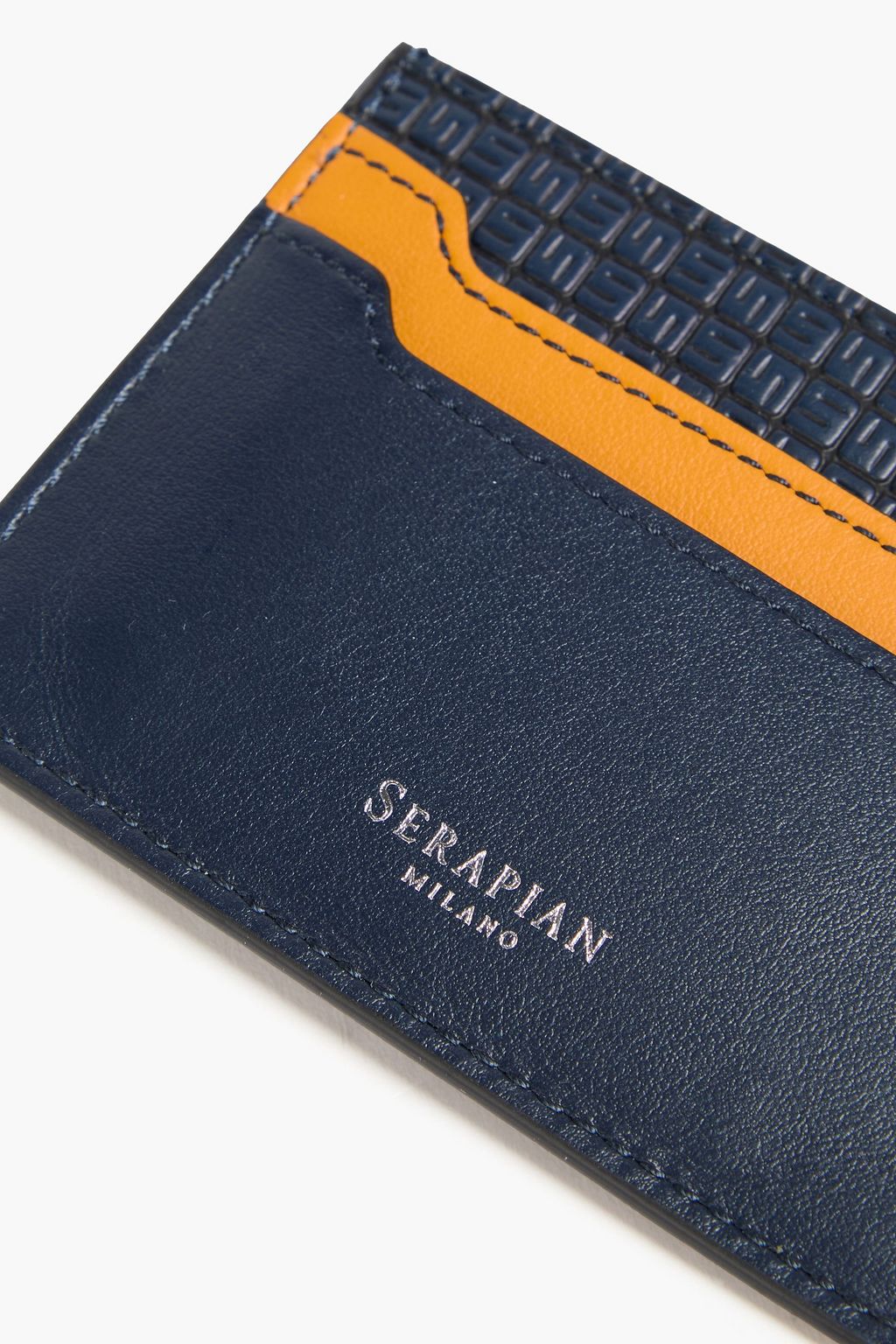 SERAPIAN Stepan 72 embossed coated-canvas and leather cardholder