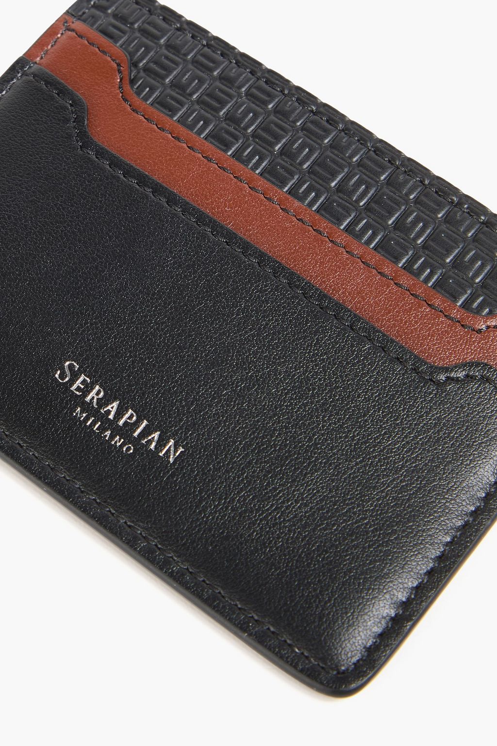 SERAPIAN Stepan 72 embossed coated-canvas and leather cardholder