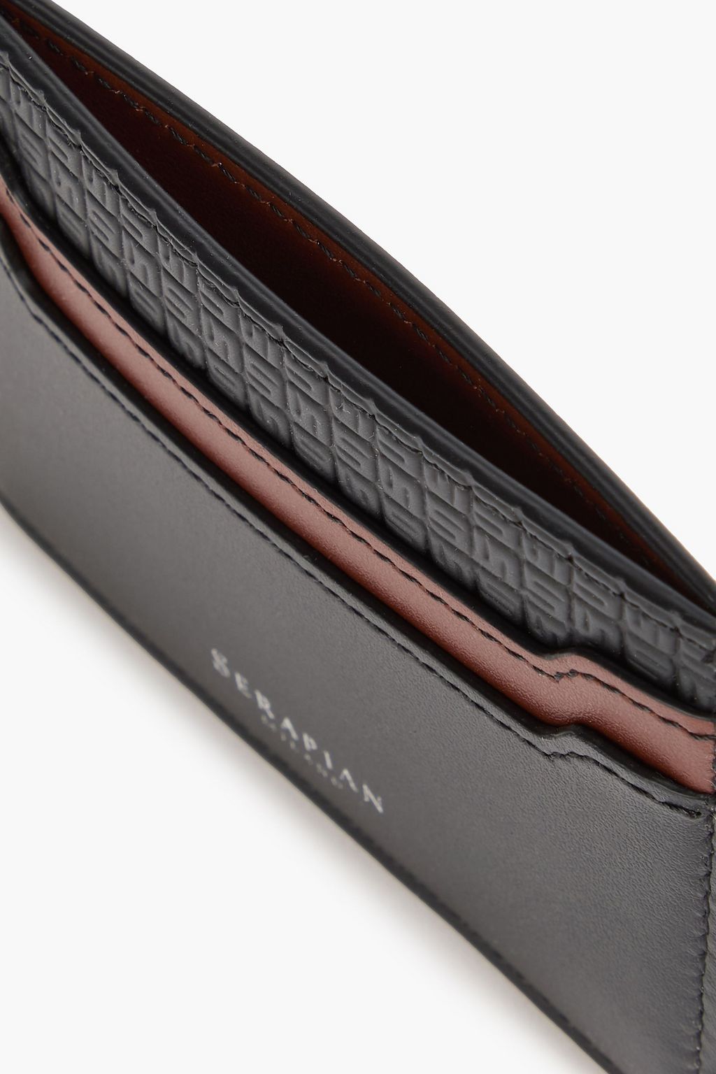 SERAPIAN Stepan 72 embossed coated-canvas and leather cardholder