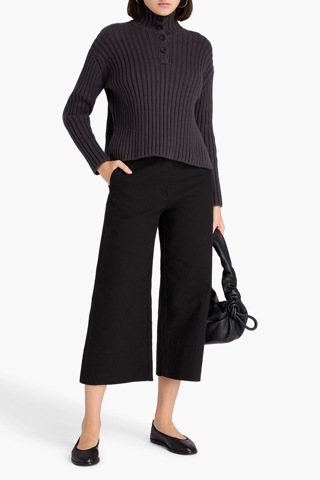 JAMES PERSE Gerippter Rollkragenpullover aus einer Baumwollmischung