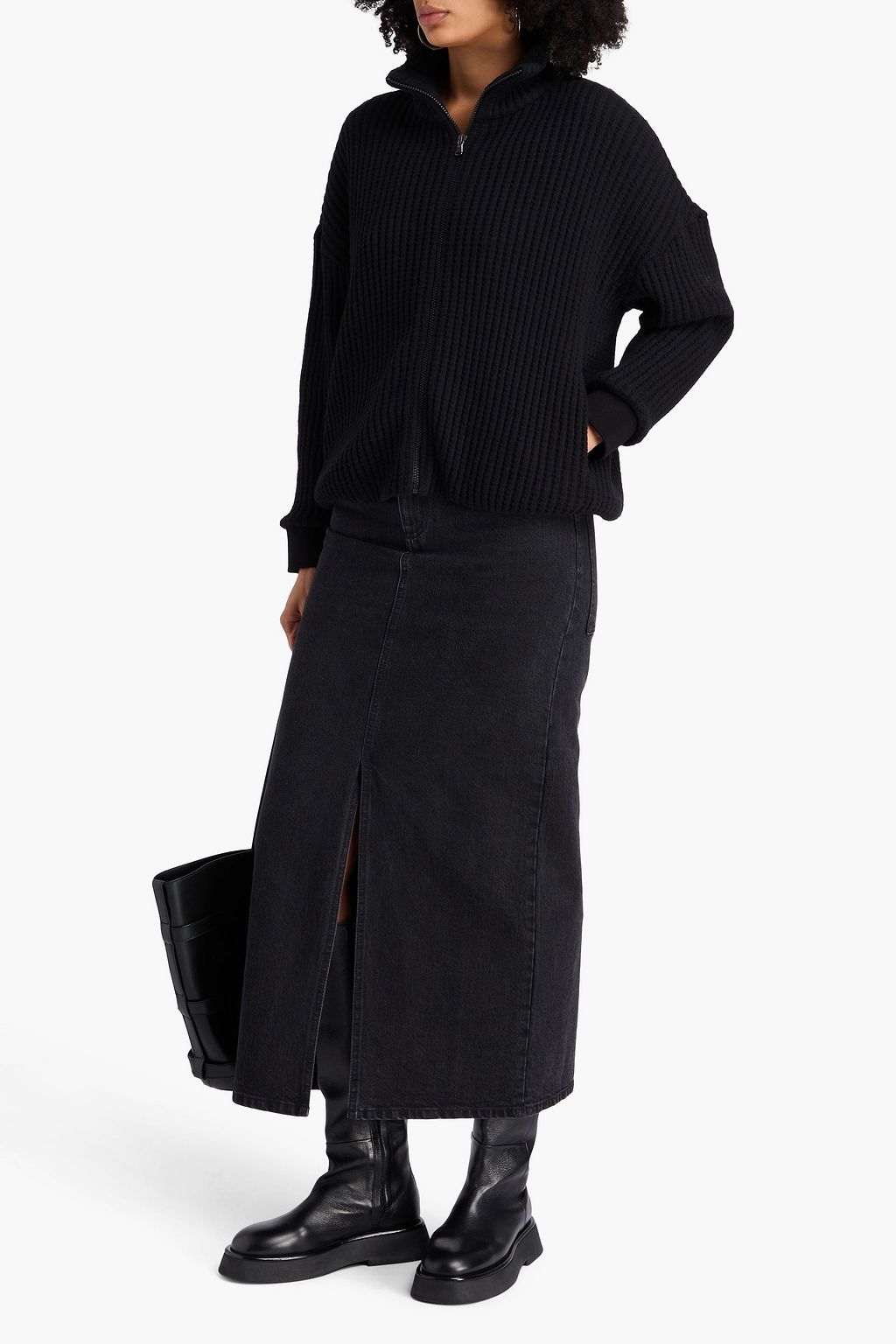 JAMES PERSE Ribbed cotton zip-up sweater