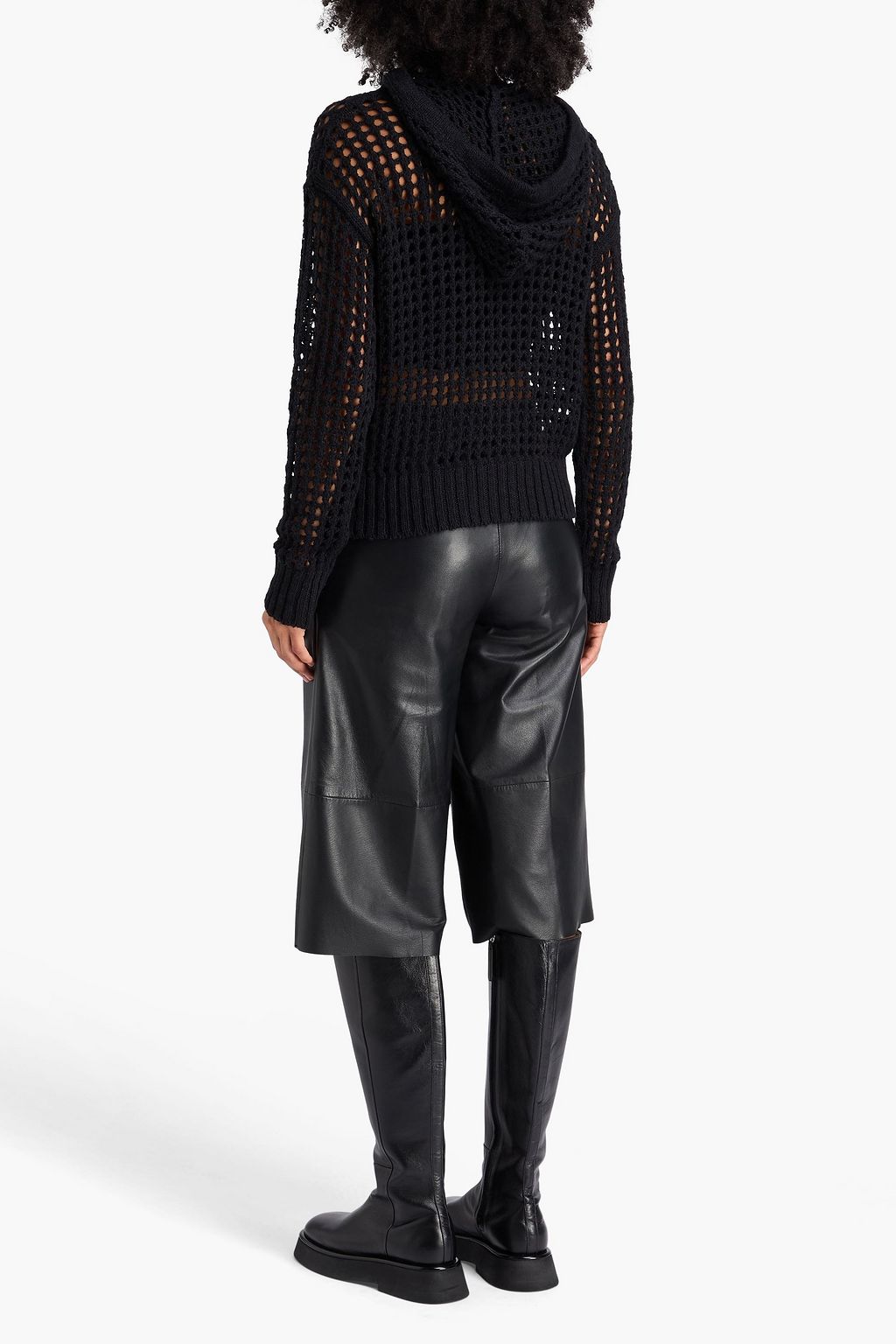 JAMES PERSE Open-knit cotton and linen-blend hoodie