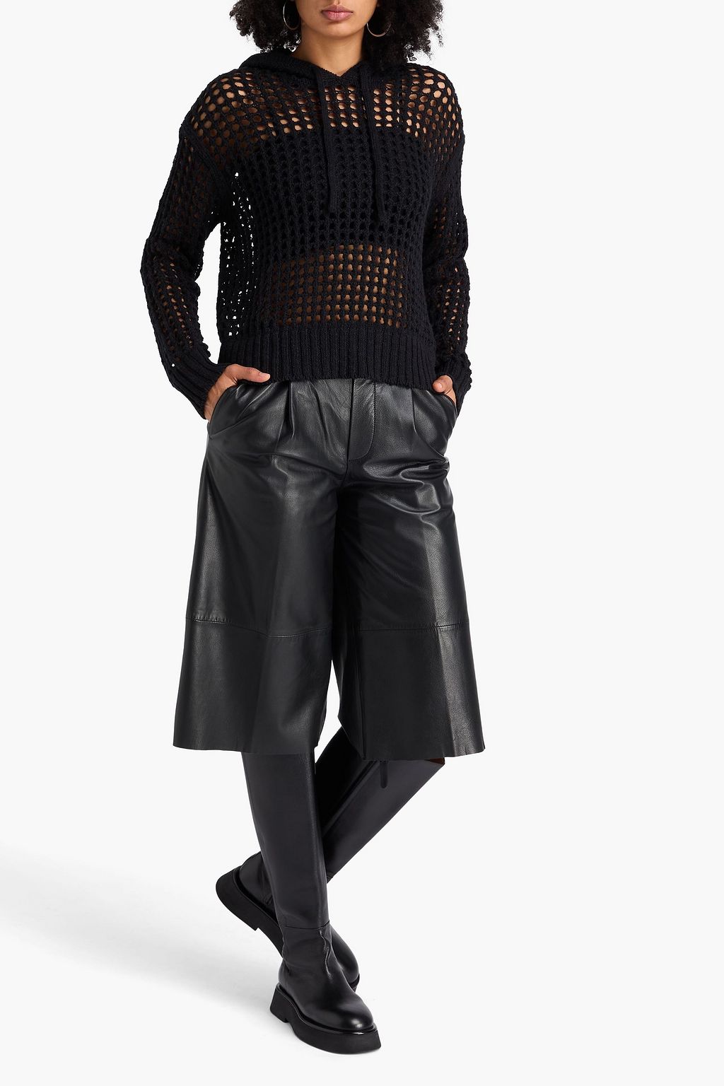 JAMES PERSE Open-knit cotton and linen-blend hoodie