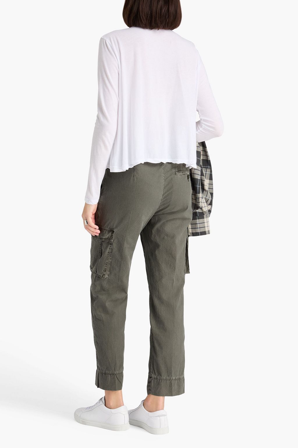 JAMES PERSE Striped cotton and lyocell-blend twill cargo pants