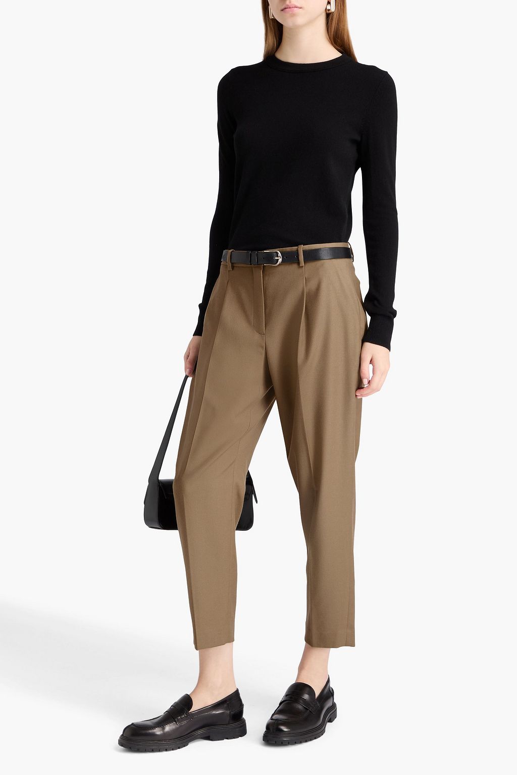 THEORY Treeca cropped wool-flannel tapered pants