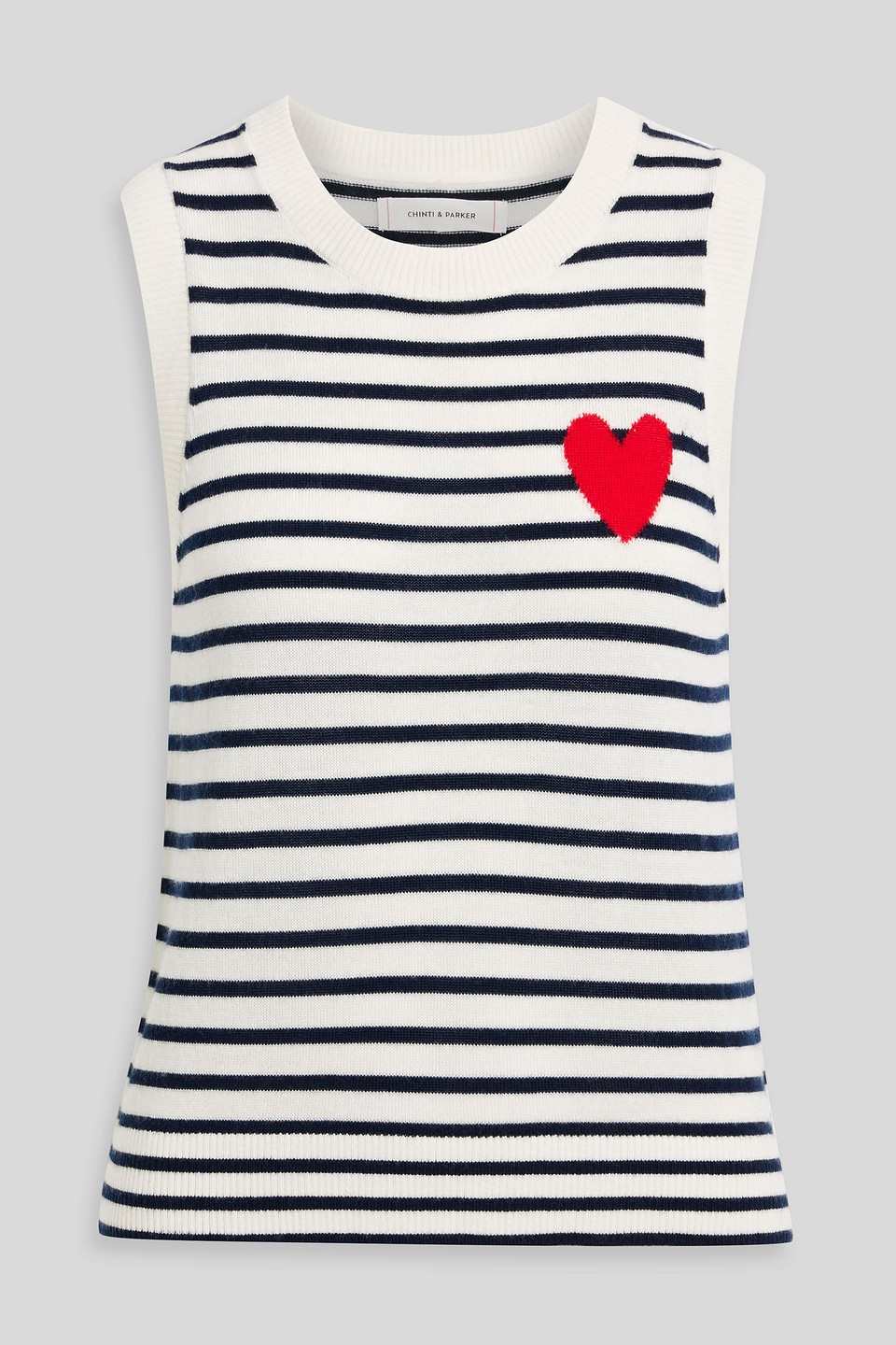 chinti and parker - striped jacquard-knit wool top - white - m