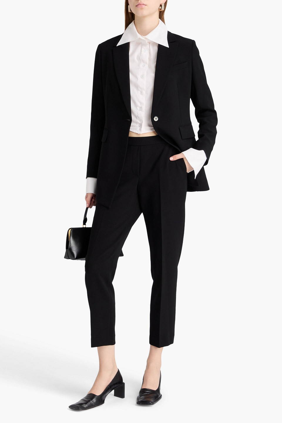  Theory - Treeca Cropped Crepe Slim-leg Pants - Black - Us 0 