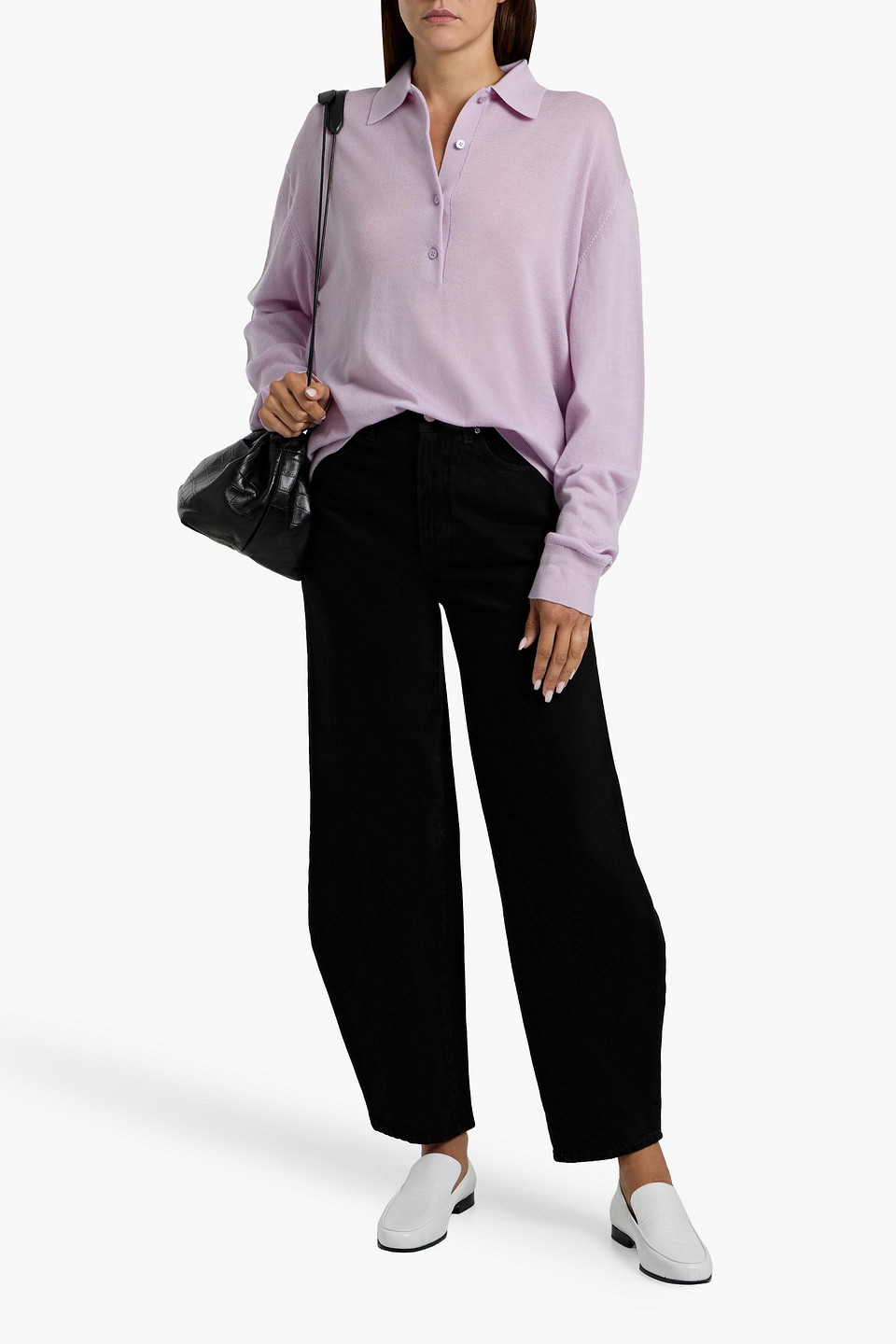Totême Wool-blend Polo Sweater In Purple