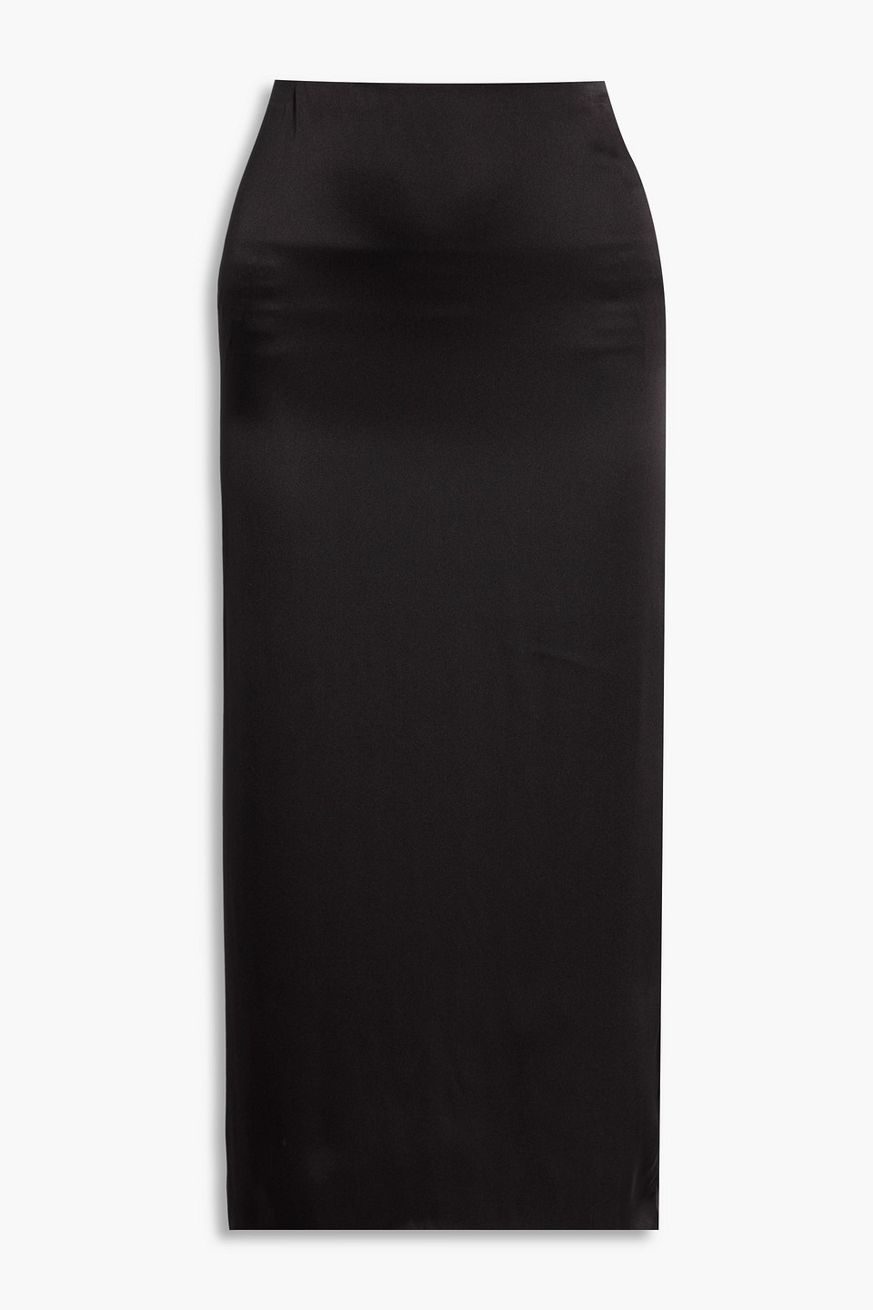 Veronica De Piante Bianca Washed-silk Midi Skirt In Black