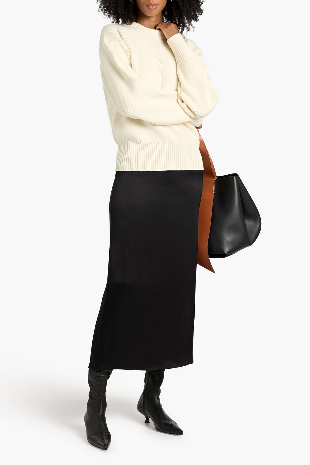 VERONICA DE PIANTE Bianca washed-silk midi skirt