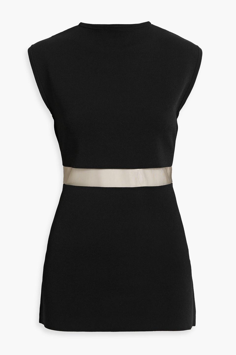 Totême Mesh-paneled Stretch-knit Top In Black