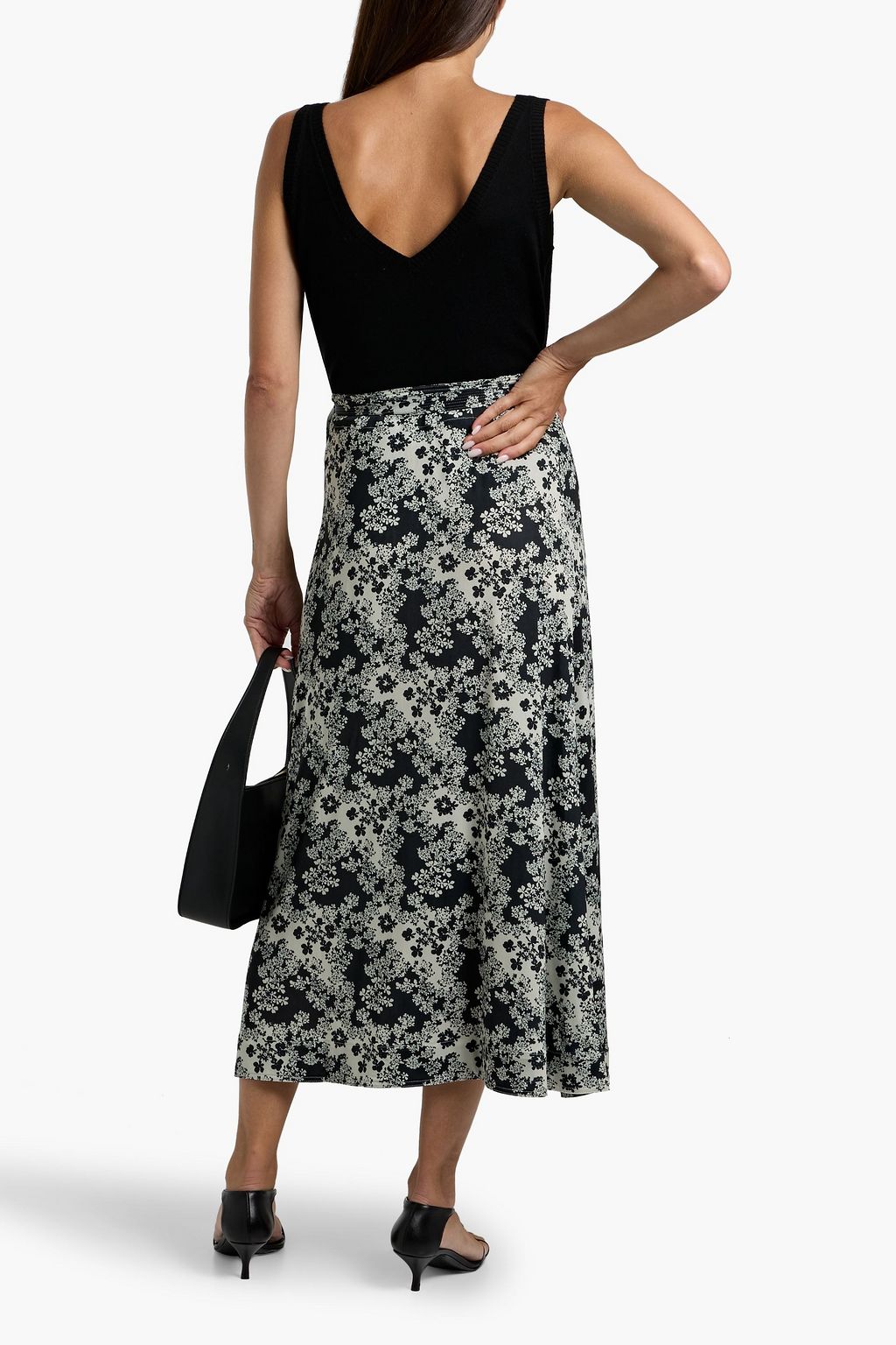 TOTEME Floral-print stretch-jersey midi wrap skirt