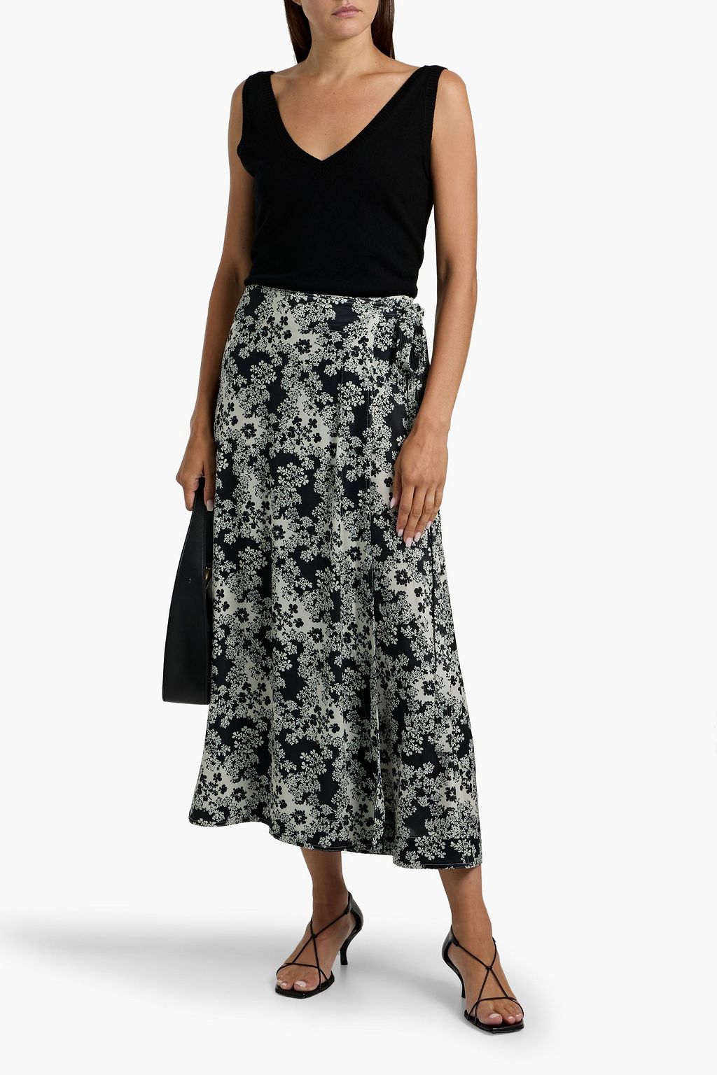 TOTEME Floral-print stretch-jersey midi wrap skirt