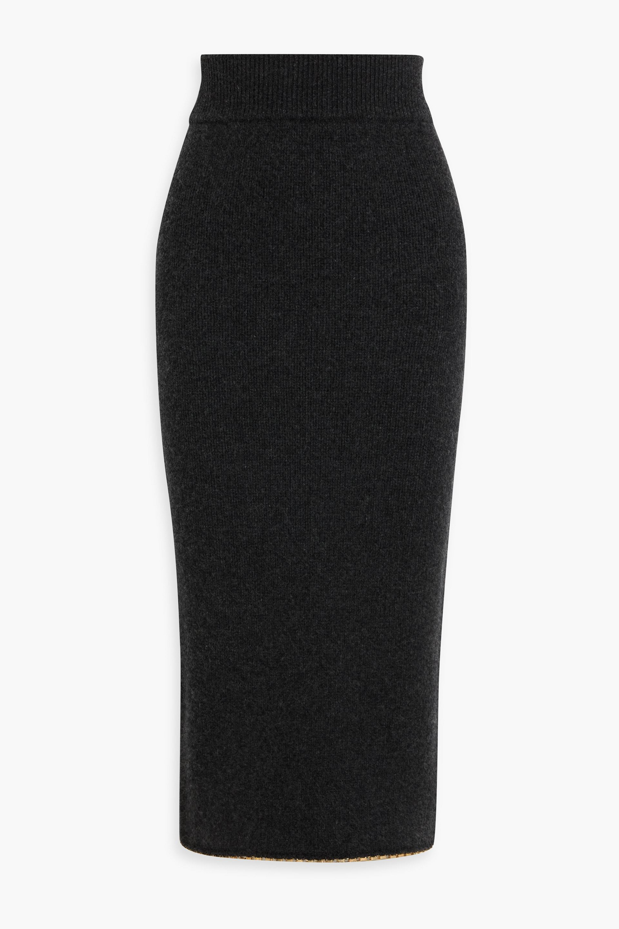 TOTEME Chain-embellished wool-blend midi skirt thumbnail
