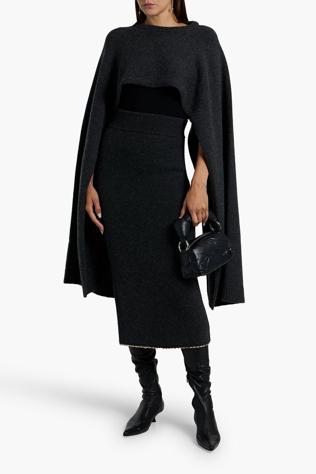TOTEME Chain-embellished wool-blend midi pencil skirt