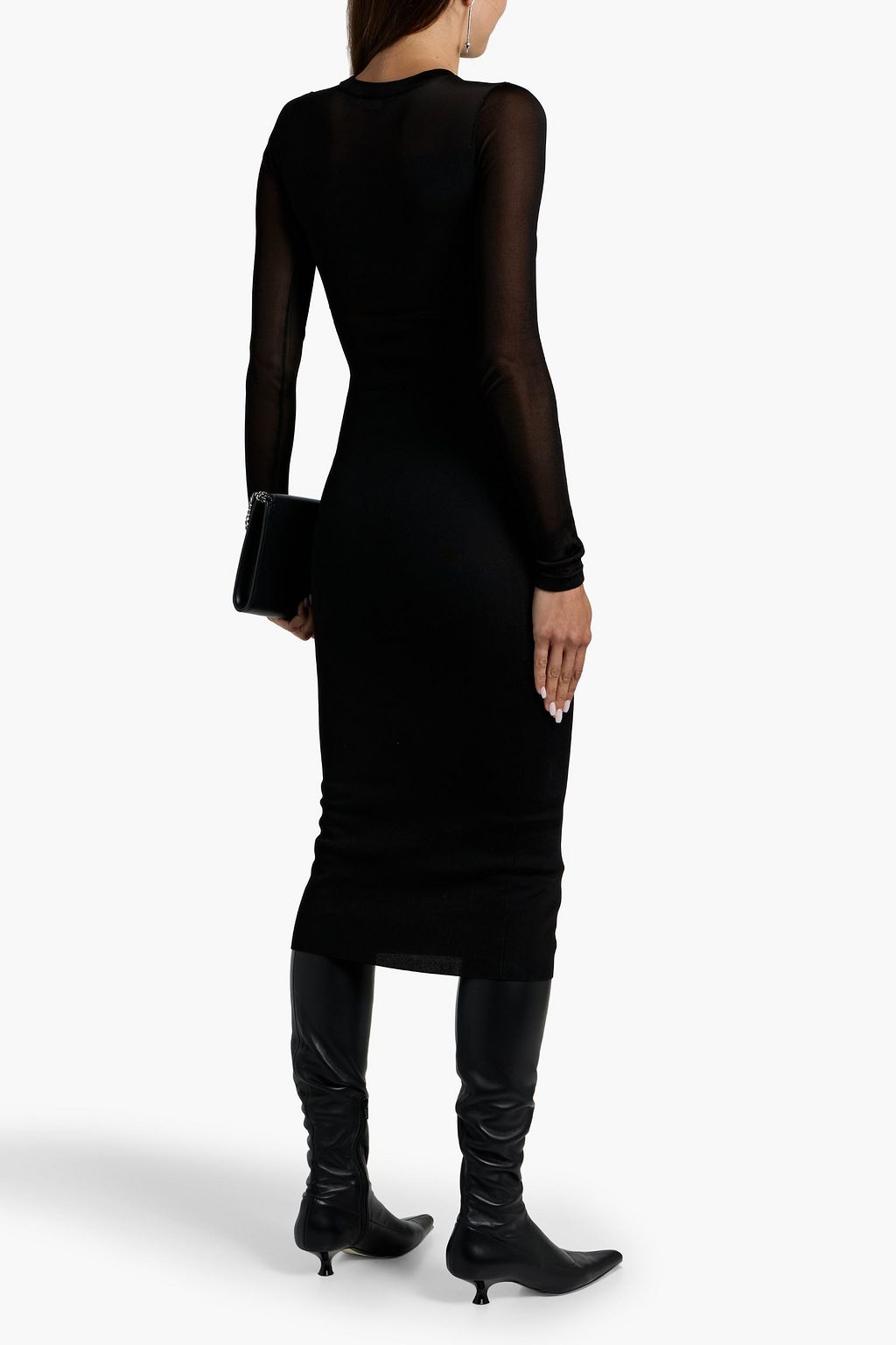TOTEME Mesh-paneled stretch-knit midi dress