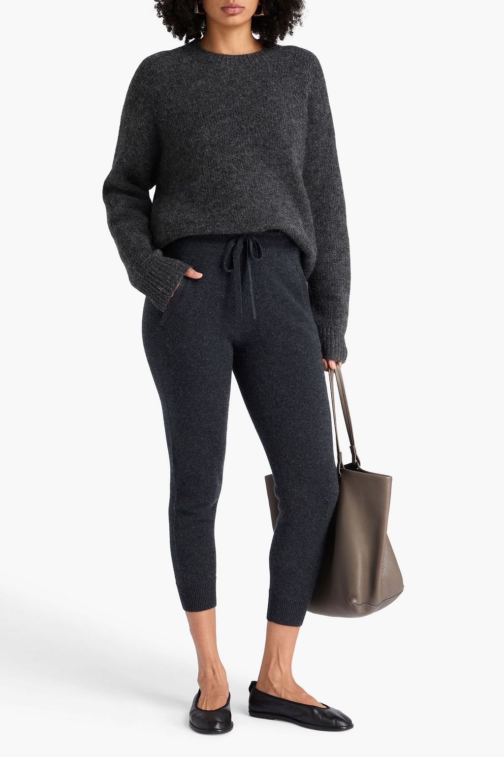 JAMES PERSE Cropped cashmere track pants