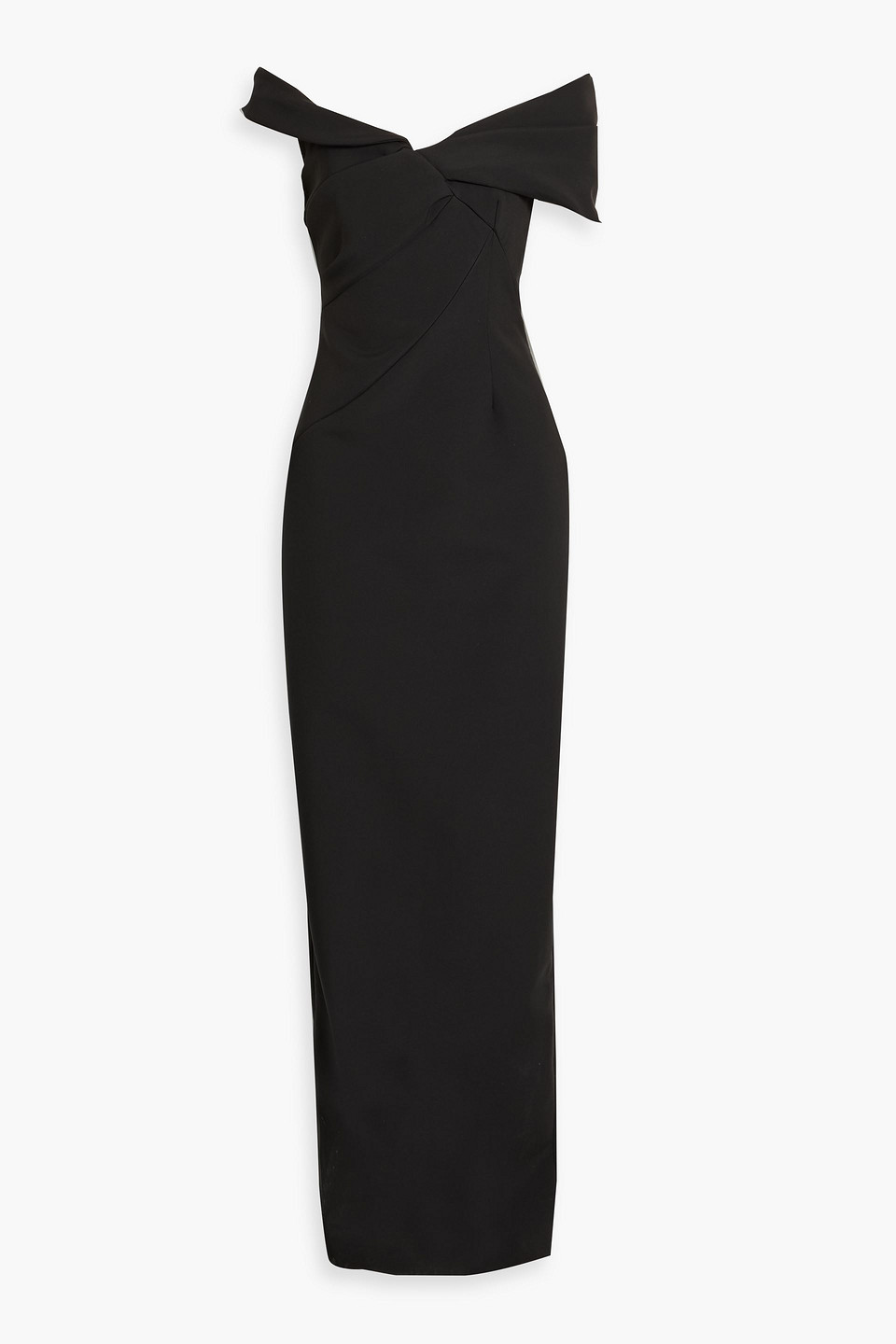 Rachel Gilbert Matteo Off-the-shoulder Cady Gown In Black